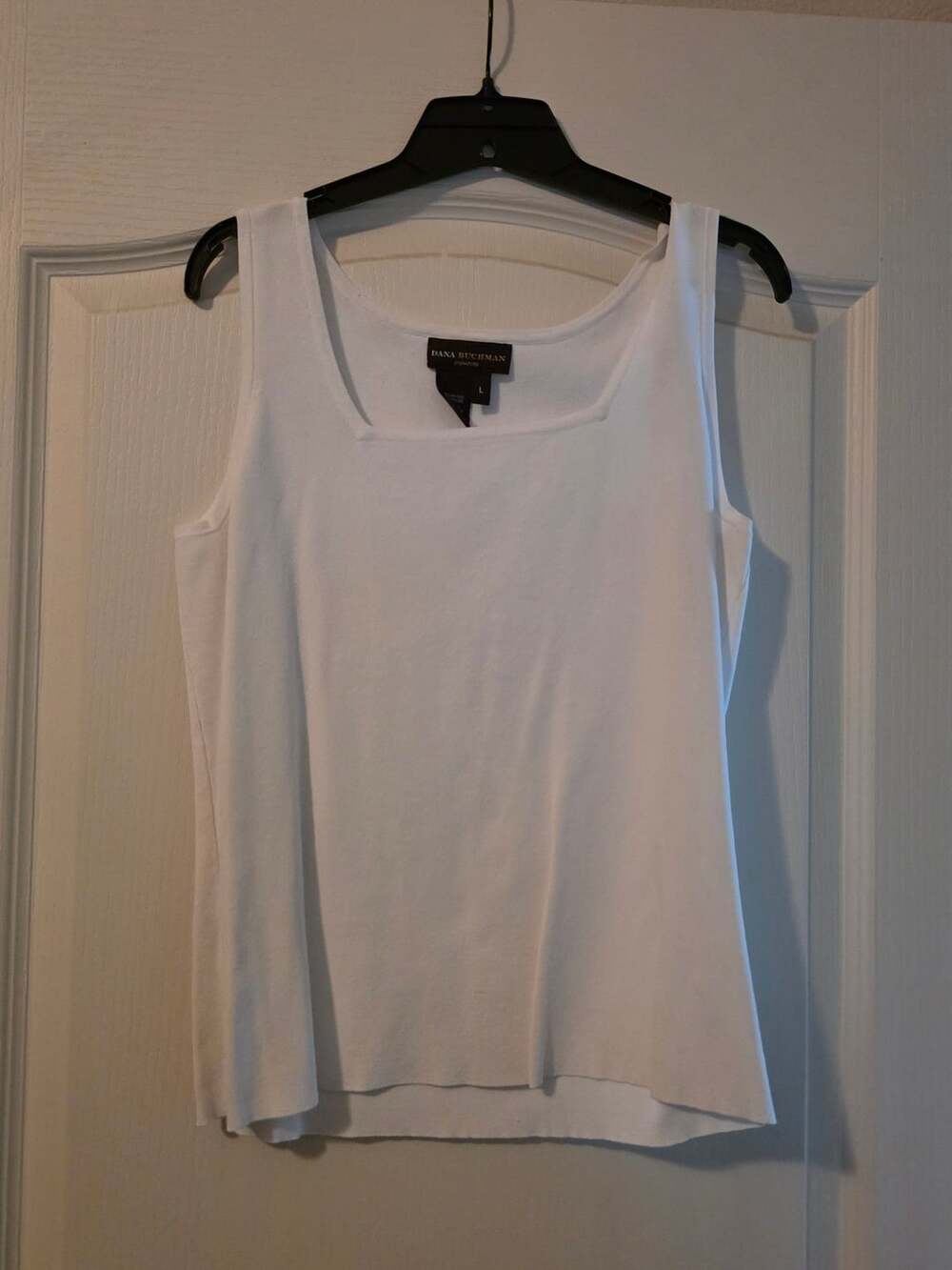 Dana Buchman Signature White Square Neck Tank Top Size Large
